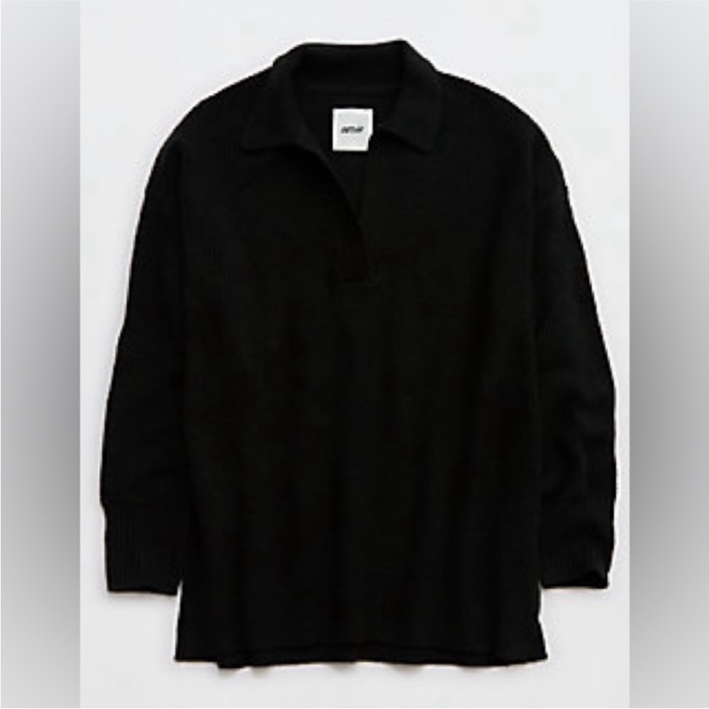 aerie waffle cozy up sweater polo